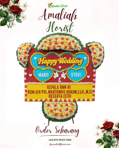 Karangan Papan Bunga Pernikahan di Girijaya